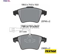 Brake Pad Set For Disc Brake Front Teves System Fits VW Touareg TEXTAR 2374901