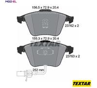 Textar Front Brake Pads for Audi A6 Allroad C5 4B5 with Wear Warning Contact - Set of 4 (2376201)