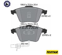 Textar Front Brake Pads for Audi A6 Allroad C5 4B5 with Wear Warning Contact - Set of 4 (2376201)
