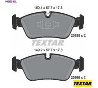 Textar Front Brake Pad Set of 4 2393501 for BMW - Prepared for Wear Indicator - Genuine OE