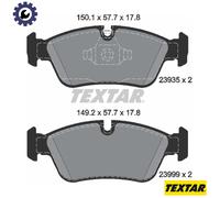 Textar Front Brake Pad Set of 4 2393501 for BMW - Prepared for Wear Indicator - Genuine OE