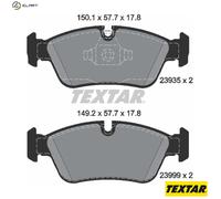 Textar Front Brake Pad Set of 4 2393501 for BMW - Prepared for Wear Indicator - Genuine OE