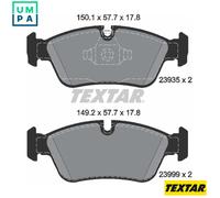 Textar Front Brake Pad Set of 4 2393501 for BMW - Prepared for Wear Indicator - Genuine OE