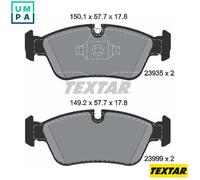 Textar Front Brake Pad Set of 4 2393501 for BMW - Prepared for Wear Indicator - Genuine OE