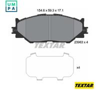 Textar Front Brake Pads 2398301 - 59.3x154.6 mm - for Lexus IS II, IS C, IS III
