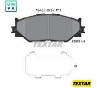 Textar Front Brake Pads 2398301 - 59.3x154.6 mm - for Lexus IS II, IS C, IS III