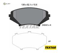 Textar Car Brake Pad Front Dimensions 62mm x 138mm For Mazda 2404201