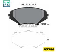 Textar Car Brake Pad Front Dimensions 62mm x 138mm For Mazda 2404201