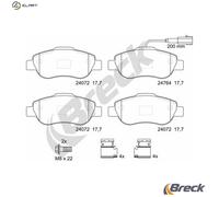 Fits BRECK KLOCKI HAMULCOWE 24072 00 702 10 HAM PADS. FRONT WITH SCREW PLATE SE