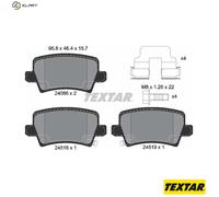 Textar 2408601 Rear Disc Brake Pad Set Fits Honda