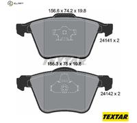 Textar Front Brake Pads 2414101 for Volvo - 74.2-74.9 x 155.1-156.6 mm - Set of 4