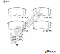 Brake pads 24276 00 704 10 BRECK for HYUNDAI KIA