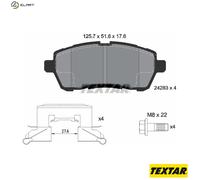 Textar Brake Pad Set 2428302 - Front, 51.7 x 125.6 mm, Full Set of 4 for Ford & Mazda