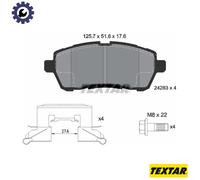 Textar Brake Pad Set 2428302 - Front, 51.7 x 125.6 mm, Full Set of 4 for Ford & Mazda
