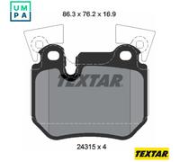 Rear Brake Pad Set Prepared For Wear Indicator Fits BMW 1 Series TEXTAR 2431501