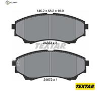 Textar Front Disc Brake Pad Set 2435301 - Fits Ford Ranger / Mazda BT-50 - Full Set (4)