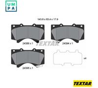 TEXTAR 2438601 Brake Pad Set, disc brake for ,HYUNDAI,LEXUS,TOYOTA,TOYOTA (FAW)