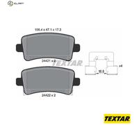 Textar 2442101 Rear Axle Disc Brake Pad Set Fits Chevrolet Opel Saab Vauxhall