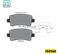 Textar Rear Brake Pads 2442102 Genuine OE Full Set of 4 Fits Saab 9-5, Vauxhall Insignia, Opel Malibu