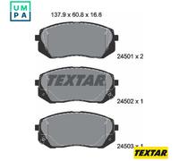 Textar Brake Pad Set Front 2450101, Disc 137.9mm, Fits Hyundai Kia, Full Set of 4