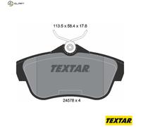 Textar Brake Pad Set 2457803 - Rear Disc, Full Set of 4, Genuine OE - Fits Fiat Scudo 1.6 D Multijet