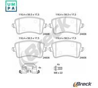 BRAKE PAD SET DISC BRAKE 24606 00 554 10 FOR AUDI A4/S4 A5/S5 CAGC/CJCC 2.0L A4