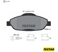 Textar Brake Pads 2466001 – Front Full Set (4) with Accessories – Genuine OE – Fits Peugeot