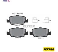 Textar Rear Disc Brake Pad Set 2466401 - Genuine OE Full Set of 4 for Toyota Auris/Corolla