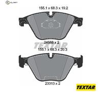 Textar Front Brake Pads 2468801 - Genuine OE Full Set of 4 for BMW 5 Series/6 RWD F10