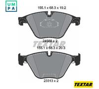 Textar Front Brake Pads 2468801 - Genuine OE Full Set of 4 for BMW 5 Series/6 RWD F10