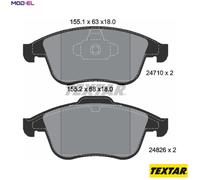Textar Car Brake Pad Front Dimensions 63mm-68mm x 155.1mm For Renault 2471001