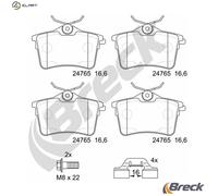 Brake Pad Set, disc brake BRECK 24765 00 704 00 for PARTNER TEPEE 1.6 2008-2018