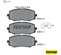 Front Brake Pad Set With Acoustic Wear Warning Fits Hyundai i20 TEXTAR 2491001