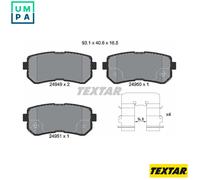 Brake Pads Full Set Of 4 Rear 2494901 Textar Hyundai