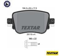 Textar Rear Axle Disc Brake Pad Set 2511003 - Full Set of 4 - Fits Audi/Seat/Skoda/VW