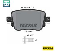 Textar 2511003 Rear Axle Disc Brake Pad Set Fits Audi Seat Skoda VW