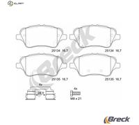 Brake Pads BRECK 25134 00 701 00 for FORD