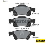 Textar 2519601 Rear Axle Disc Brake Pad Set Fits Dodge Jeep