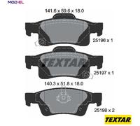 Textar 2519601 Rear Axle Disc Brake Pad Set Fits Dodge Jeep