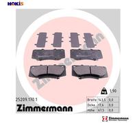 Brake pads 25209.170.1 ZIMMERMANN for TOYOTA HILUX VIGO VII Pickup