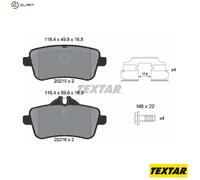 Textar Rear Brake Pad Set 2521505 - Full Set of 4 with Caliper Screws for Mercedes-Benz