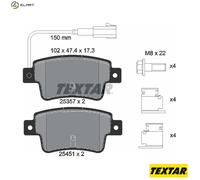 TEXTAR 2535701 Brake Pads Set Rear for Punto