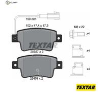 TEXTAR 2535701 Brake Pads Set Rear for Punto
