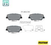 Textar 2552001 Rear Axle Disc Brake Pad Set Fits Hyundai Kia Ssangyong