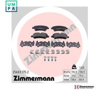 ZIMMERMANN Brake Pad Set 25603.175.2 – Disc Brake for Ford Tourneo Custom V362 / Transit V363 2.2L
