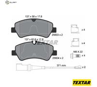 Textar Brake Pads 2560303 Rear – Set of 4, Caliper Screws & Wear Warning Contact for Ford