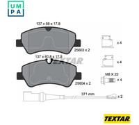 Textar Brake Pads 2560303 Rear – Set of 4, Caliper Screws & Wear Warning Contact for Ford