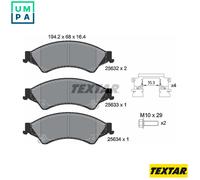 Textar Front Brake Pad Set 2563201 - Full Set of 4, Acoustic Wear Warning - Fits Ford Ranger