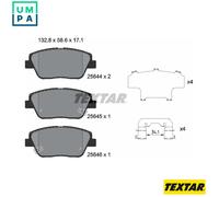 Textar Brake Pad Set 2564401 - Disc Brake for Hyundai/Kia D4HB 2.2L G4KJ/G4KE 2.4L