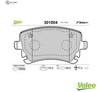 VALEO - Brake pads First - 301004 - Set of 4 pads - Rear axle - Fully equipped with mounted accessories